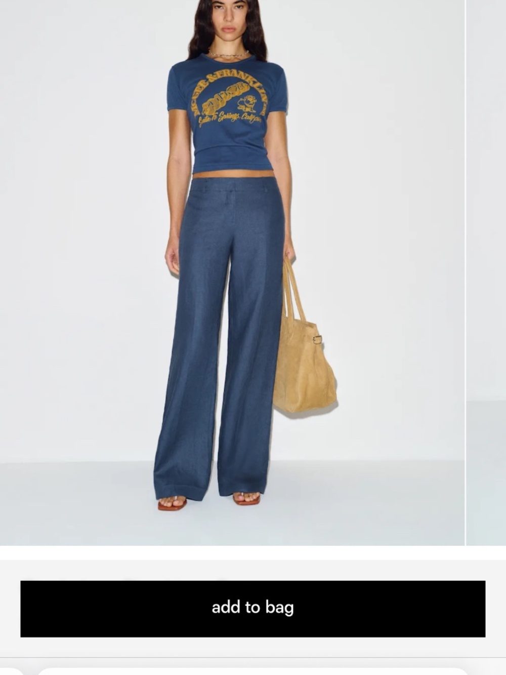 Reformation Gisele Low Rise Linen Pant Blue - Size 2